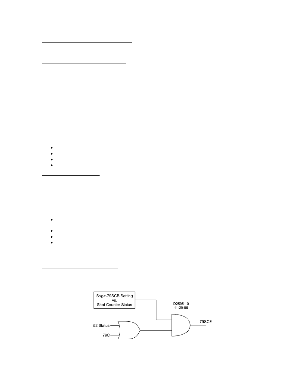 Reclose wait (wait) -49, Drive to lockout/block recloser (dtl/blk) -49, Pilot initiate (pi) and pilot reclose (79p) -49 | Close (79c) -49, Recloser running (79rng) -49, Lockout (79lo) -49, Reset timer (79rst) -49, Sequence controlled block (79scb) -49, Figure 4-48. 79scb logic -49 | Basler Electric BE1-700 User Manual | Page 105 / 460