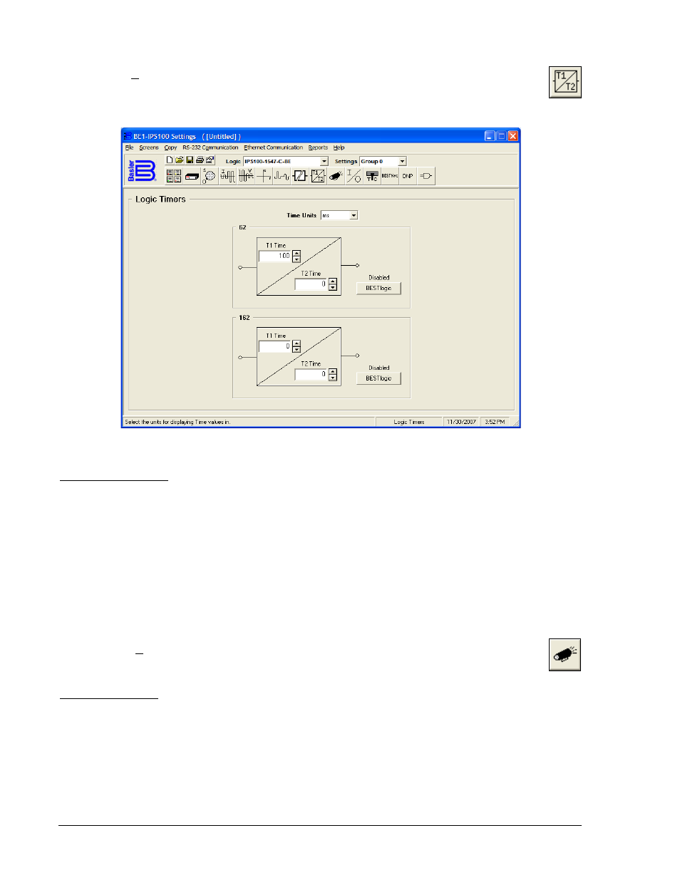 Logic timers, Reporting and alarms, Logic timers -20 | Reporting and alarms -20, Figure 14-24. logic timers screen -20 | Basler Electric BE1-700 User Manual | Page 374 / 460