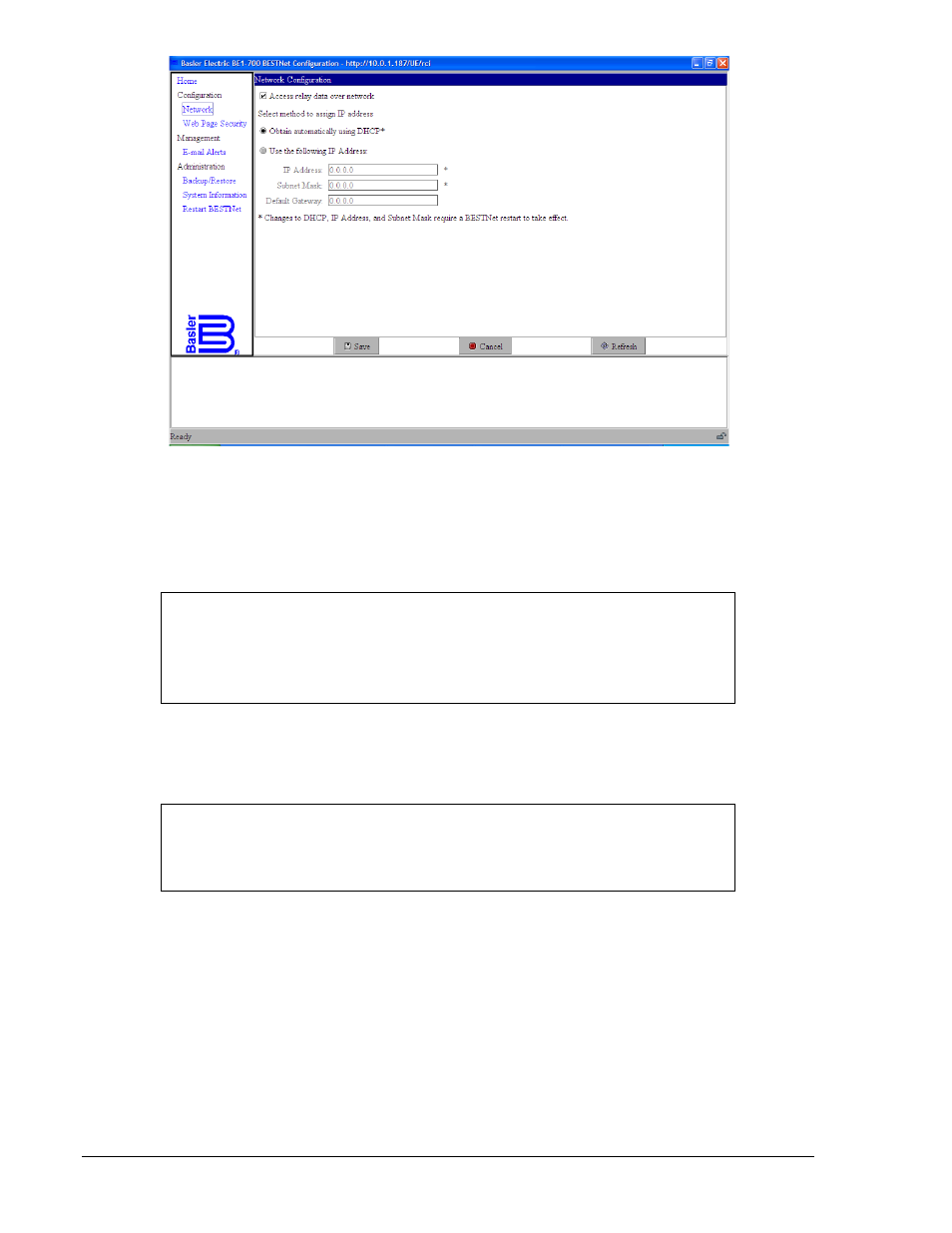 Figure 15-4. network configuration screen -6 | Basler Electric BE1-700 User Manual | Page 398 / 460