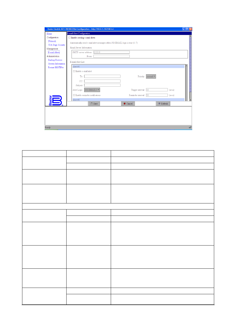 Figure 15-6. e-mail alerts configuration screen -8 | Basler Electric BE1-700 User Manual | Page 400 / 460