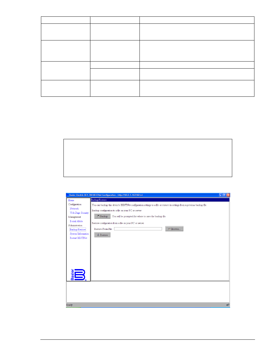 Backup/restore, Backup/restore -9 | Basler Electric BE1-700 User Manual | Page 401 / 460
