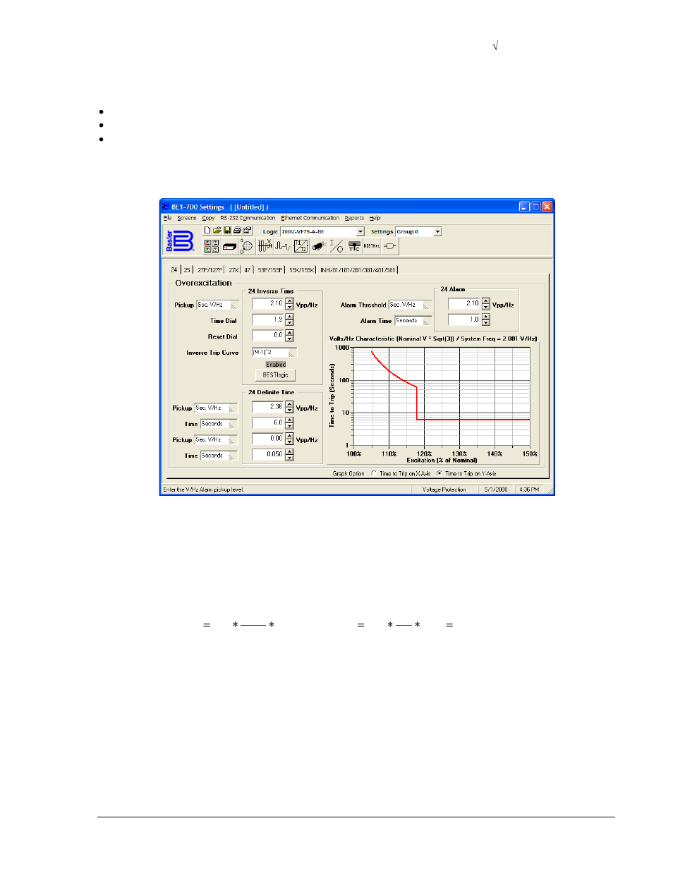 Equation 4-7. time to reset -25 | Basler Electric BE1-700 User Manual | Page 81 / 460