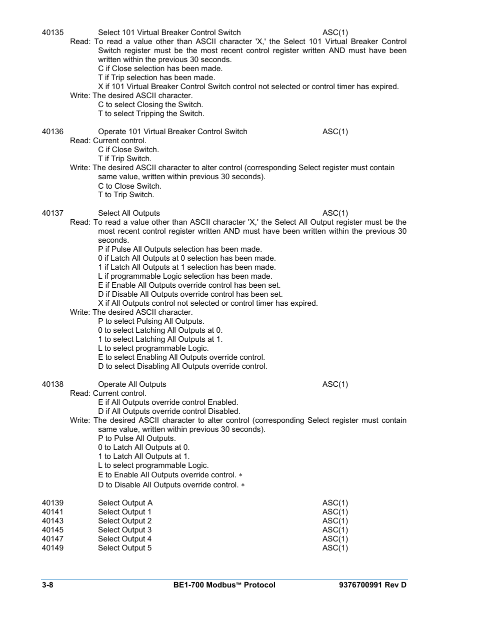 Basler Electric BE1-700 Modbus Protocol User Manual | Page 56 / 92