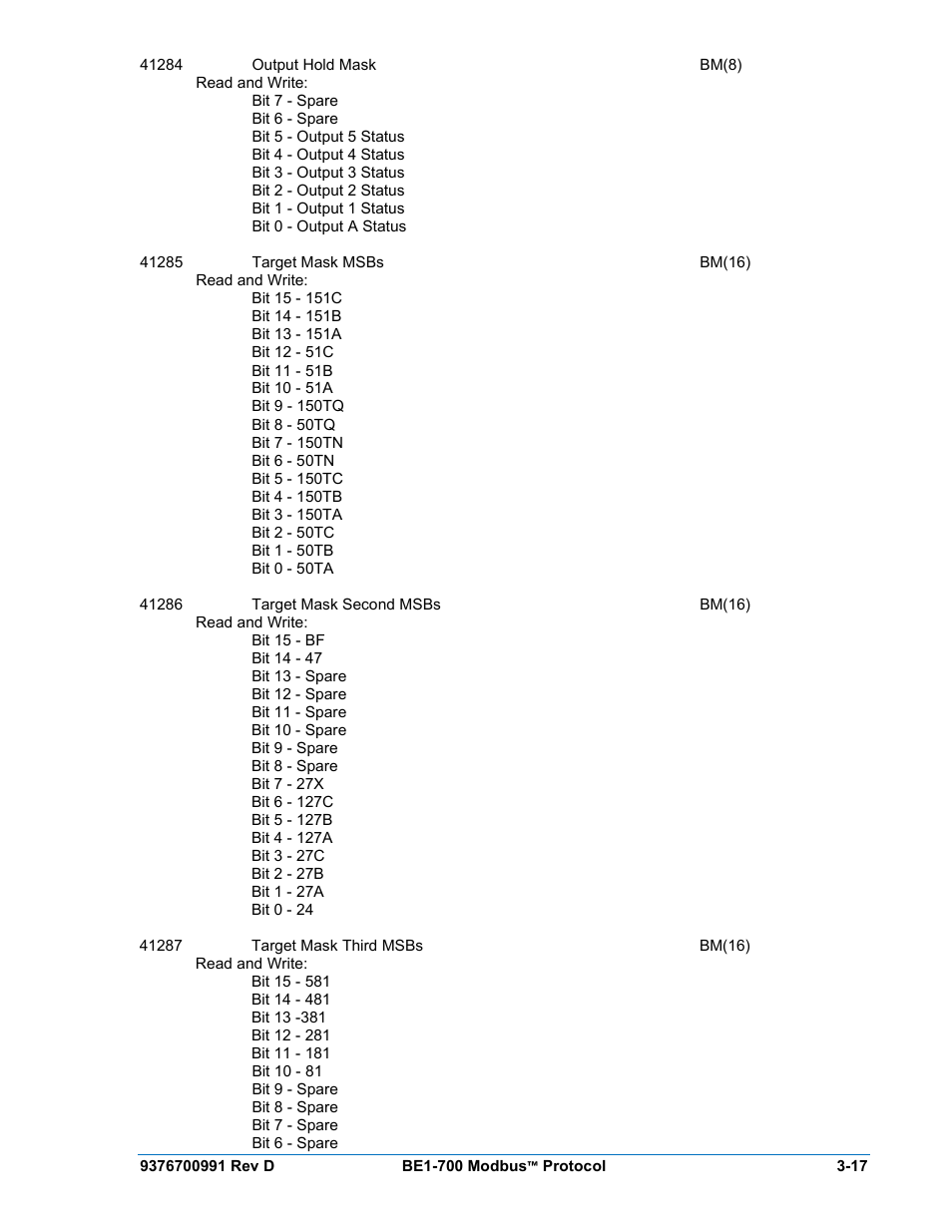 Basler Electric BE1-700 Modbus Protocol User Manual | Page 65 / 92