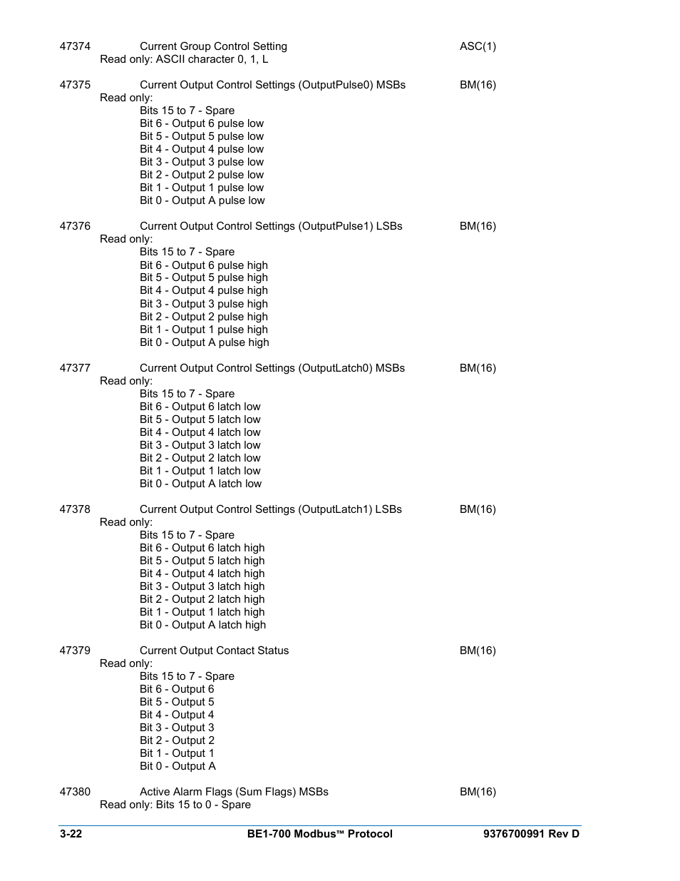Basler Electric BE1-700 Modbus Protocol User Manual | Page 70 / 92