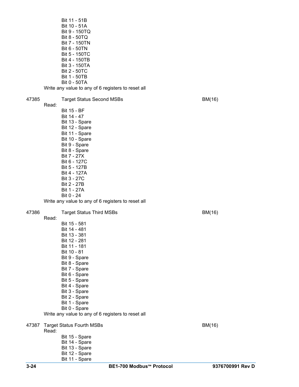 Basler Electric BE1-700 Modbus Protocol User Manual | Page 72 / 92