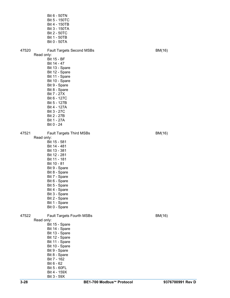 Basler Electric BE1-700 Modbus Protocol User Manual | Page 76 / 92