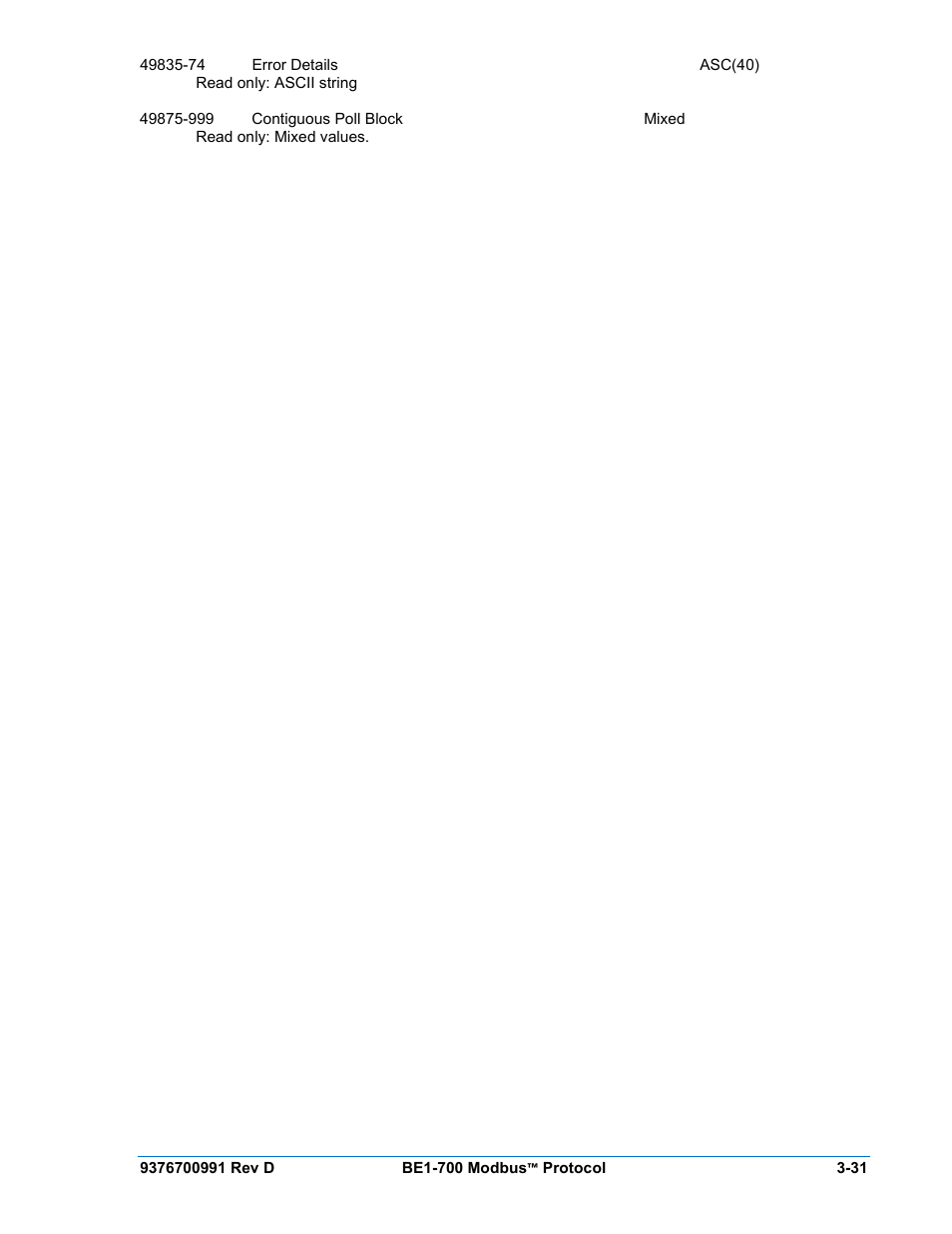 Basler Electric BE1-700 Modbus Protocol User Manual | Page 79 / 92