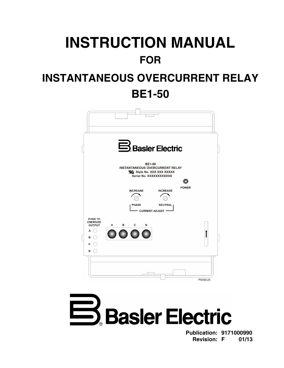 Basler Electric BE1-50 User Manual | 44 pages