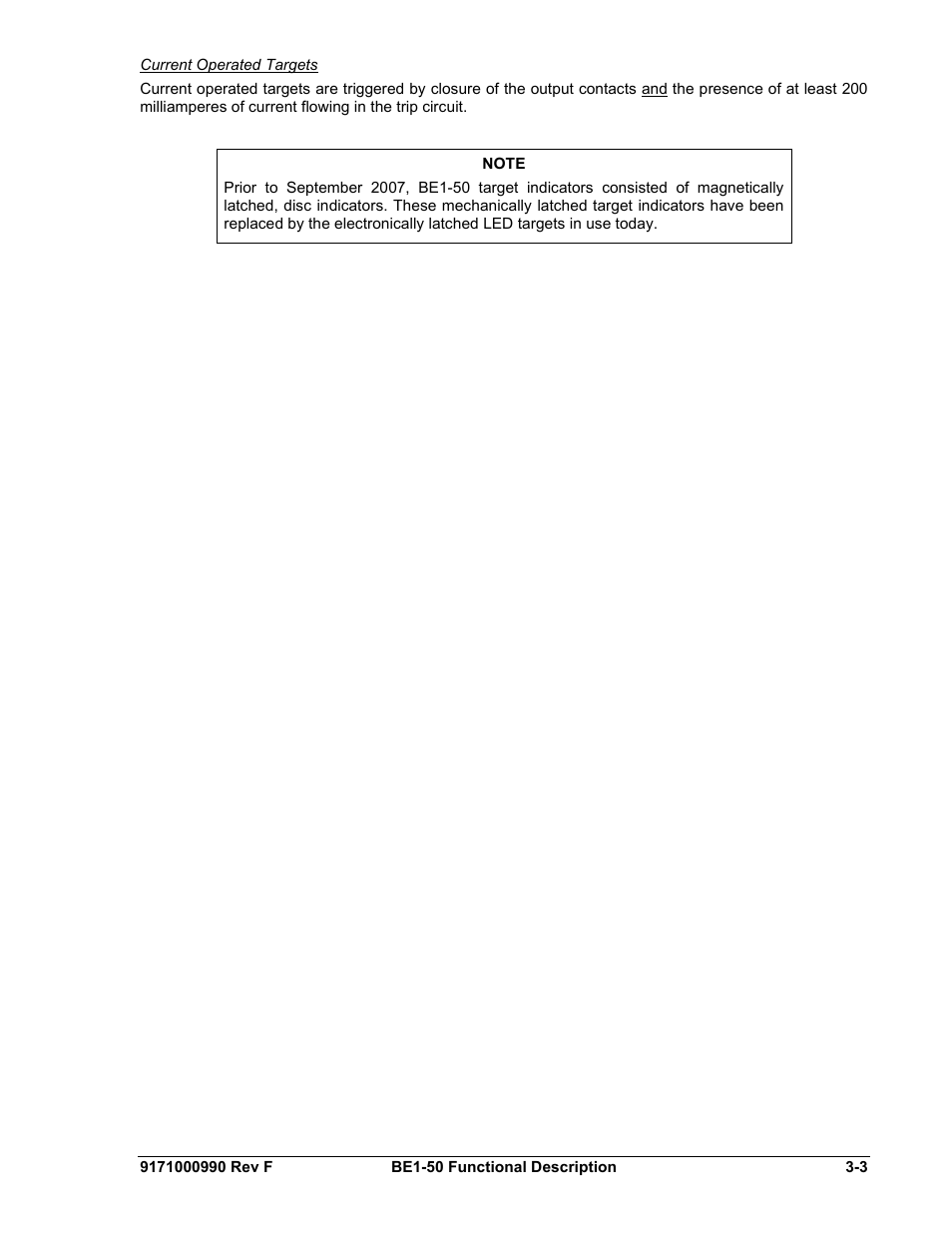 Current operated targets, Current, Operated | Targets | Basler Electric BE1-50 User Manual | Page 19 / 44