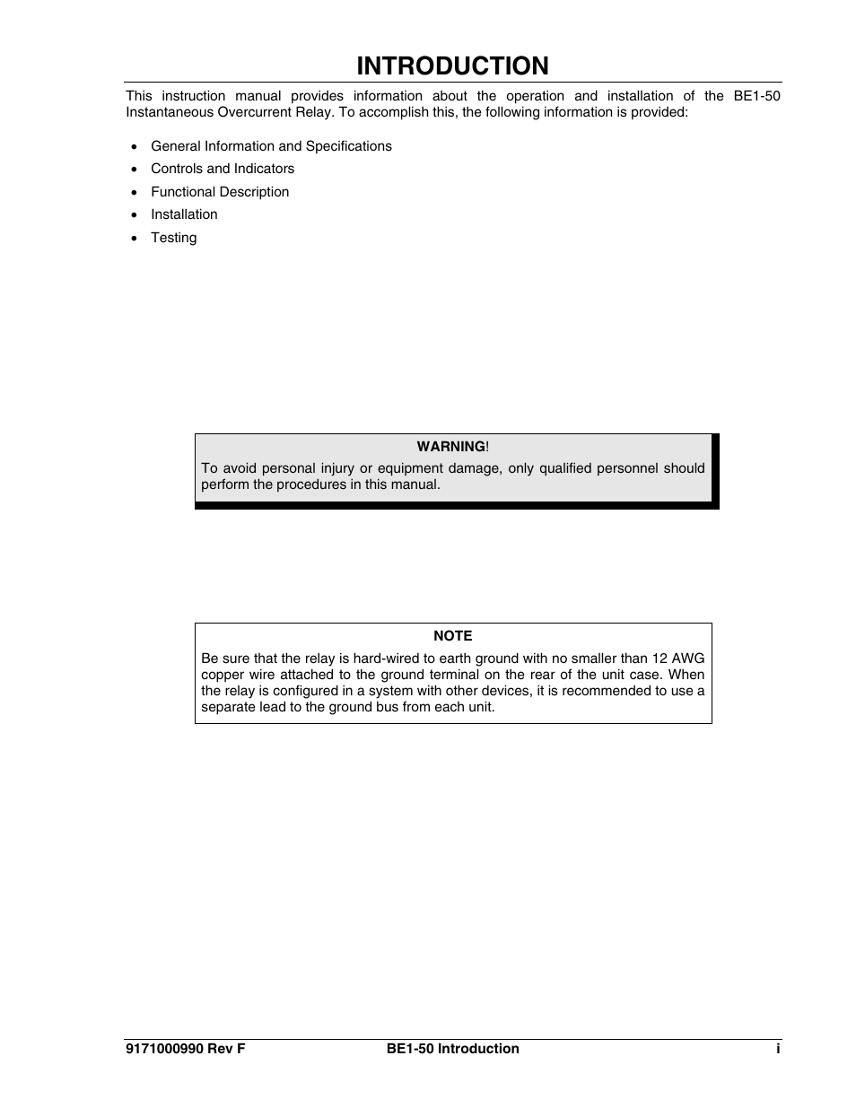 Introduction | Basler Electric BE1-50 User Manual | Page 3 / 44
