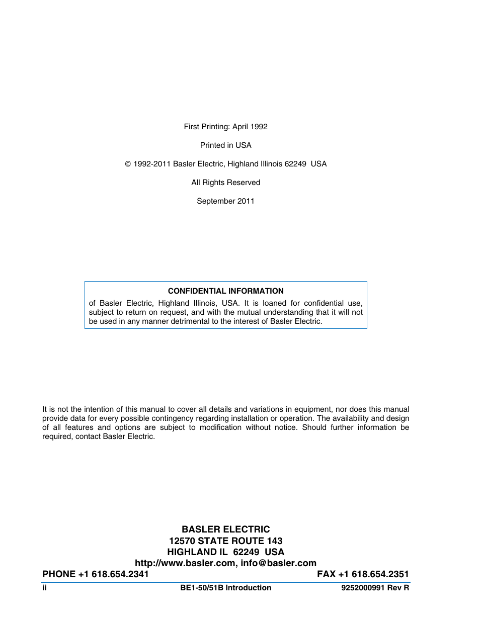 Basler Electric BE1-50/51B User Manual | Page 4 / 76