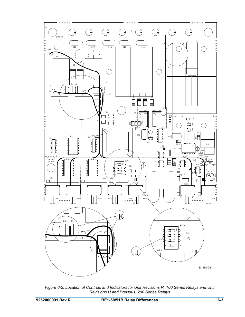 Revisions h and previous, 200 series relays | Basler Electric BE1-50/51B User Manual | Page 57 / 76