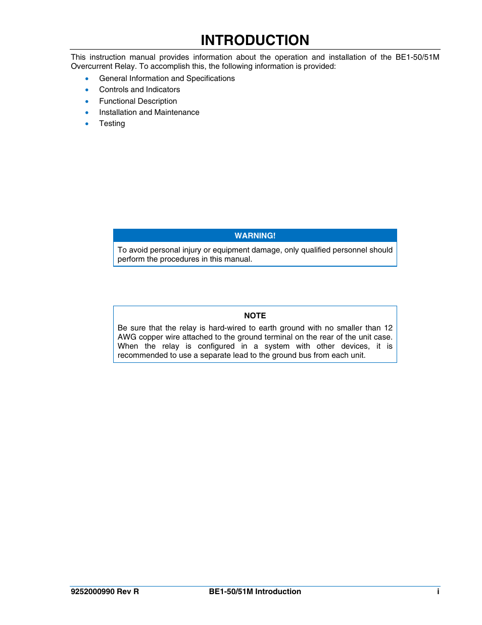 Introduction | Basler Electric BE1-50/51M User Manual | Page 3 / 74