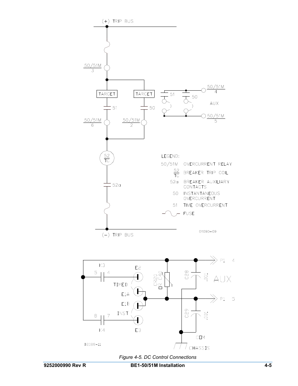 Figure 4-5. dc control connections | Basler Electric BE1-50/51M User Manual | Page 37 / 74