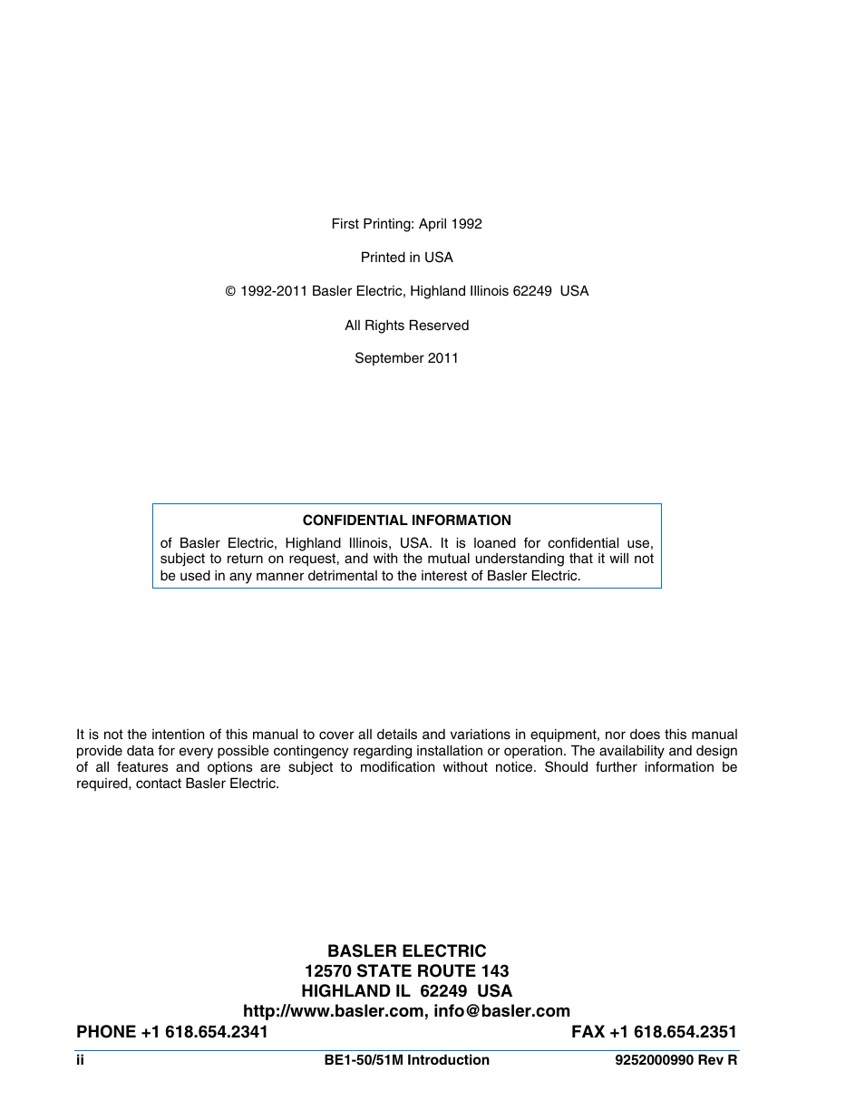 Basler Electric BE1-50/51M User Manual | Page 4 / 74