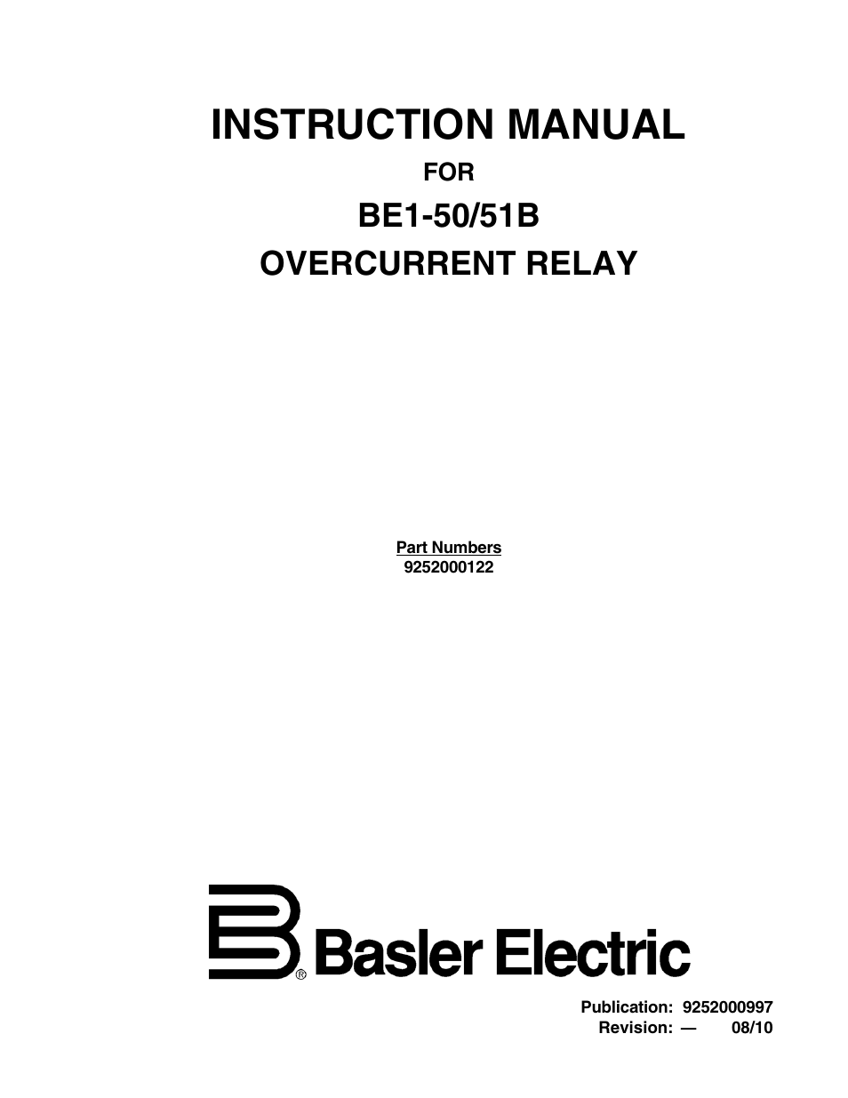 Basler Electric BE1-50/51B-122 User Manual | 66 pages