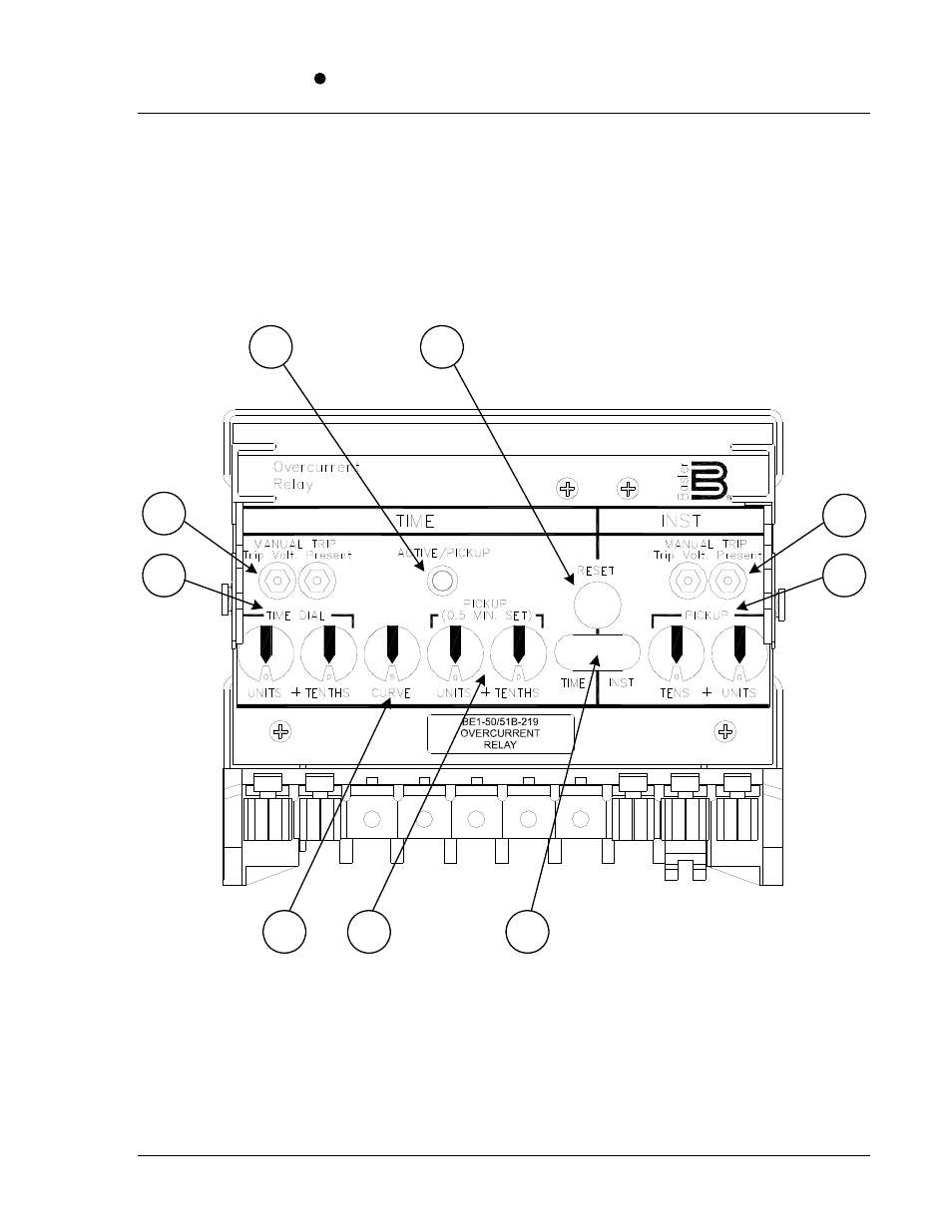 Introduction, Section 2, Controls and indicators -1 | Introduction -1, Figure 2-1. front panel controls and indicators -1 | Basler Electric BE1-50/51B-122 User Manual | Page 25 / 66