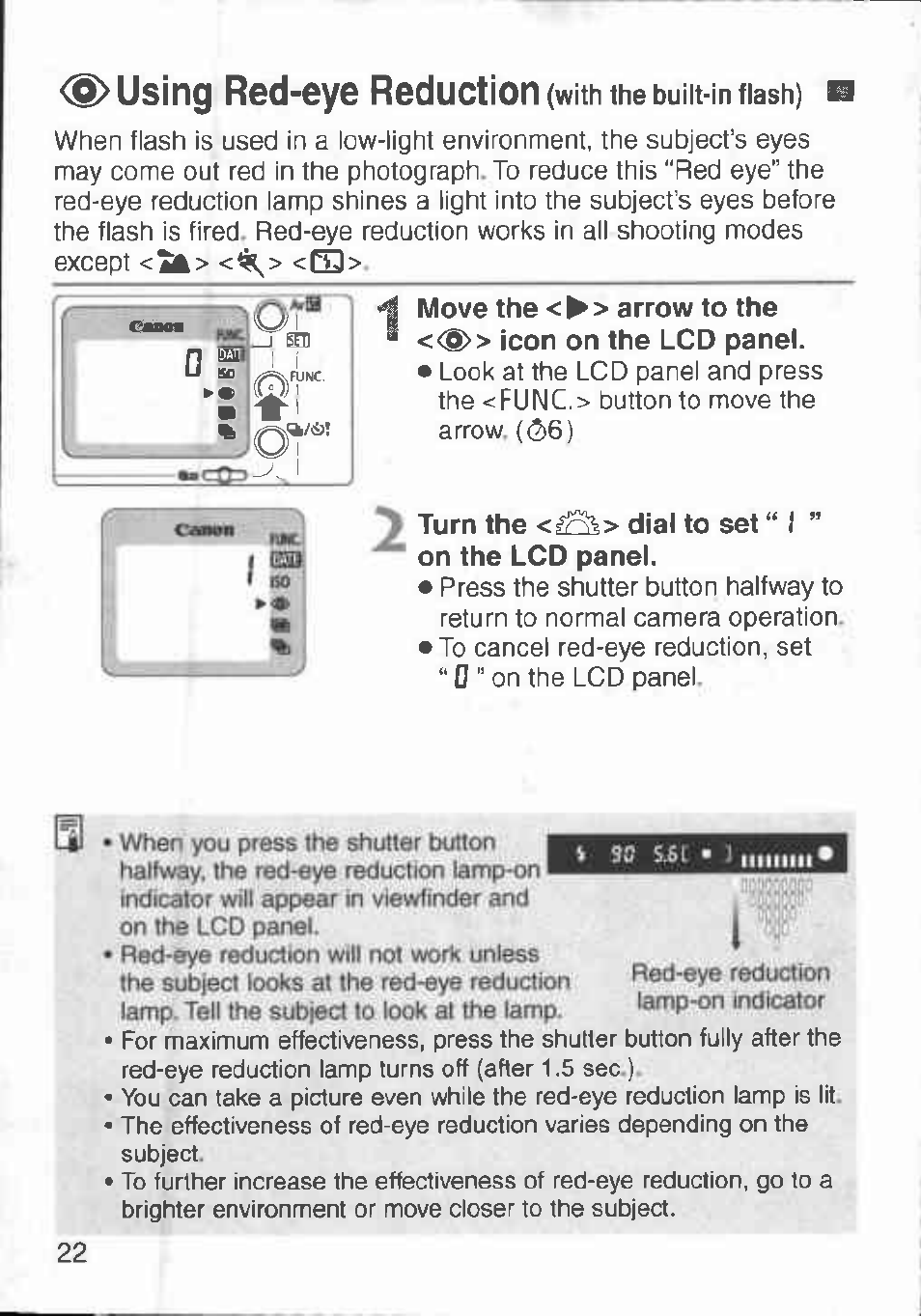 Musing red-eye reduction | Canon 3000 V User Manual | Page 22 / 48