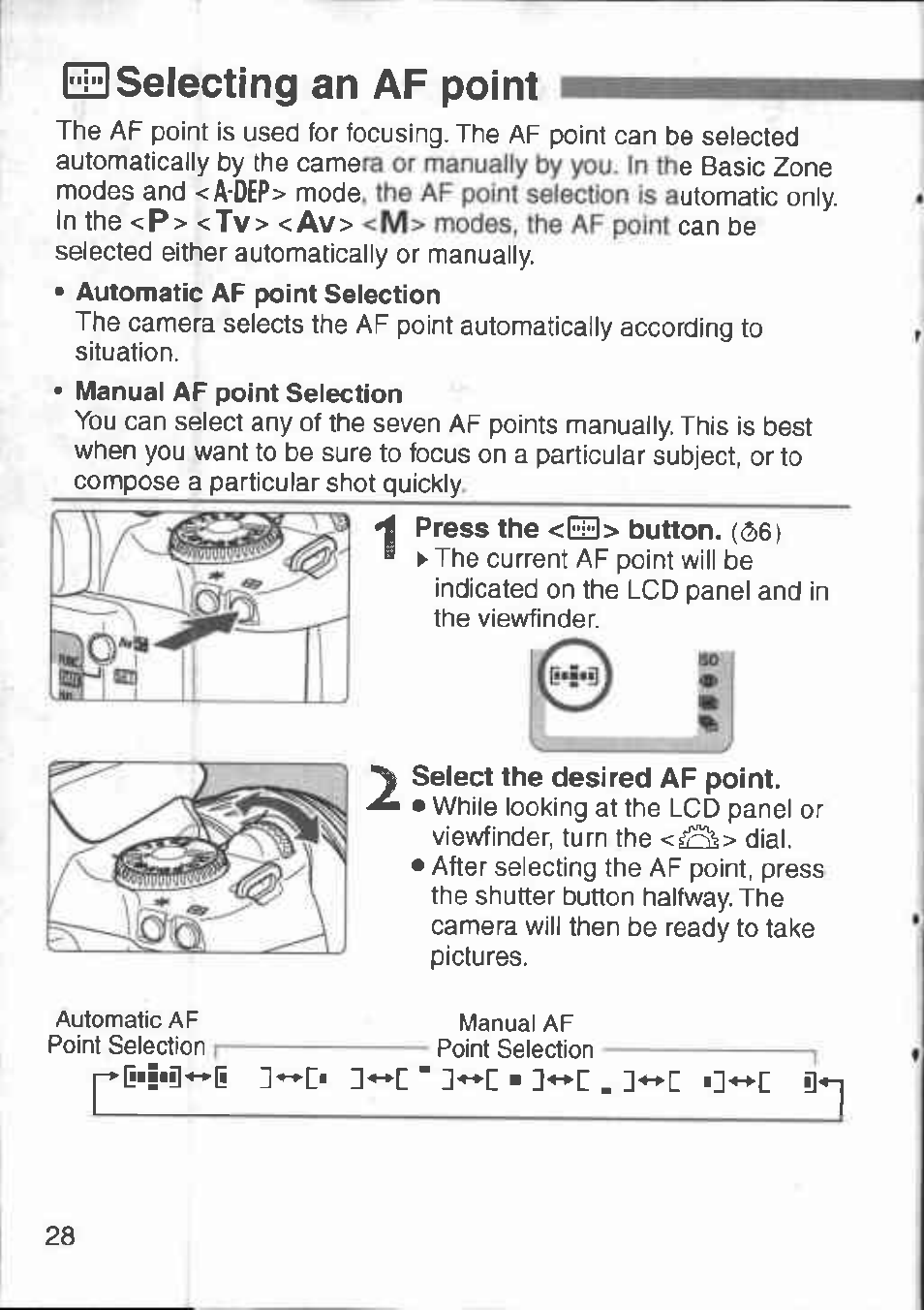 Eedselecting an af point, E3 selecting an af point | Canon 3000 V User Manual | Page 28 / 48