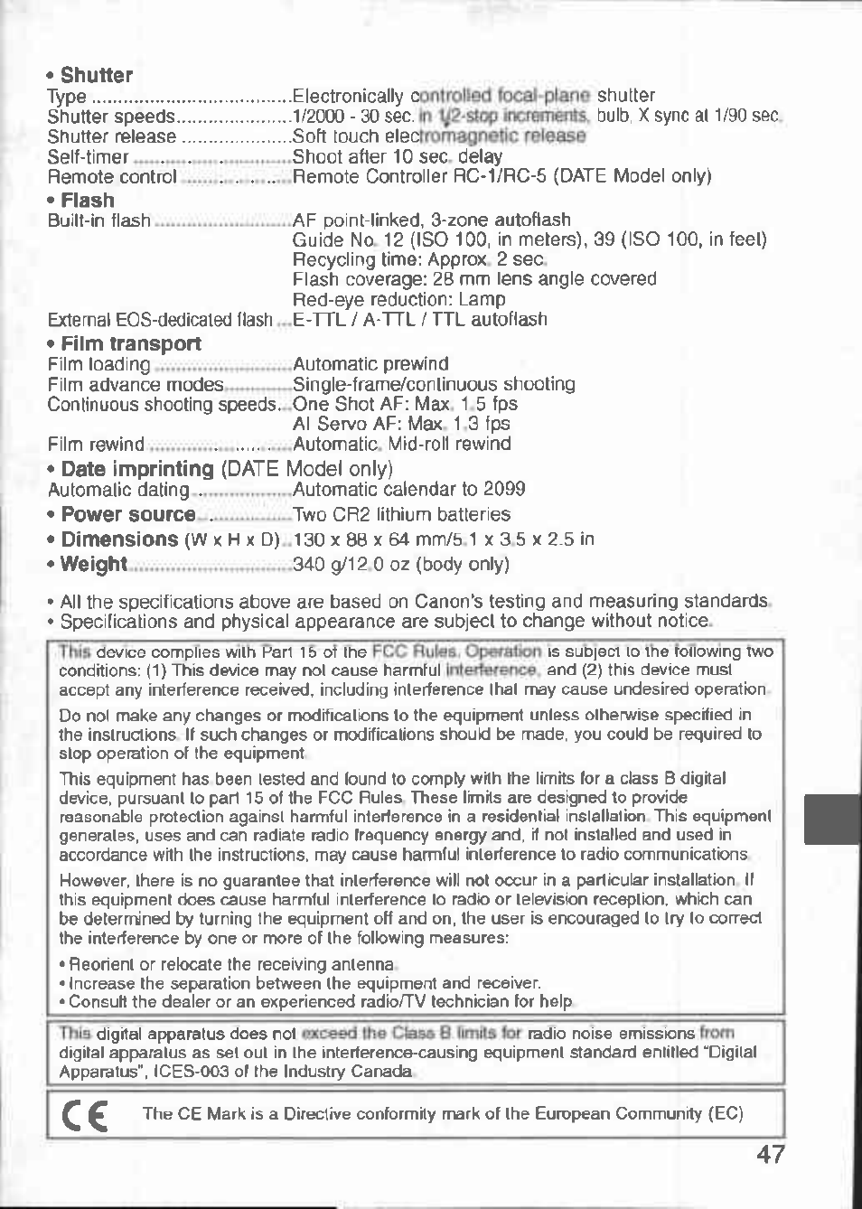 Canon 3000 V User Manual | Page 47 / 48