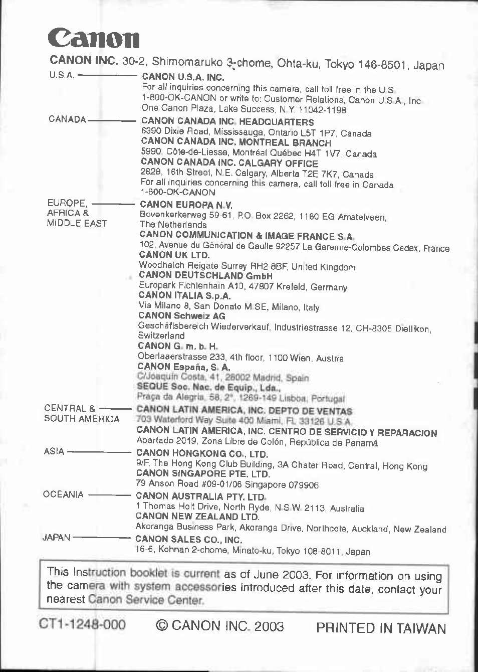 Canon | Canon 3000 V User Manual | Page 48 / 48