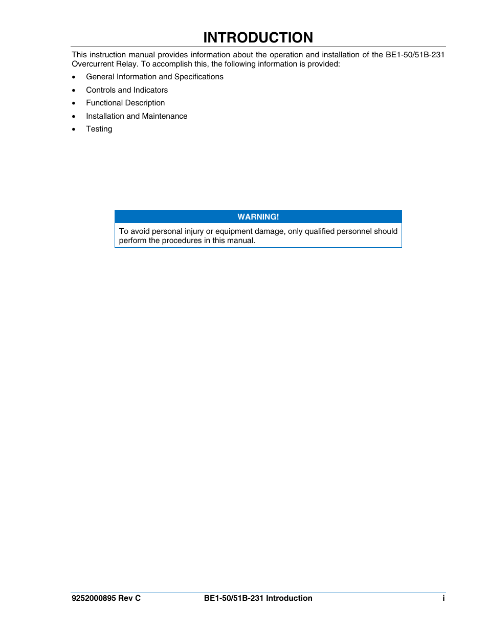 Introduction | Basler Electric BE1-50/51B-231 User Manual | Page 3 / 60