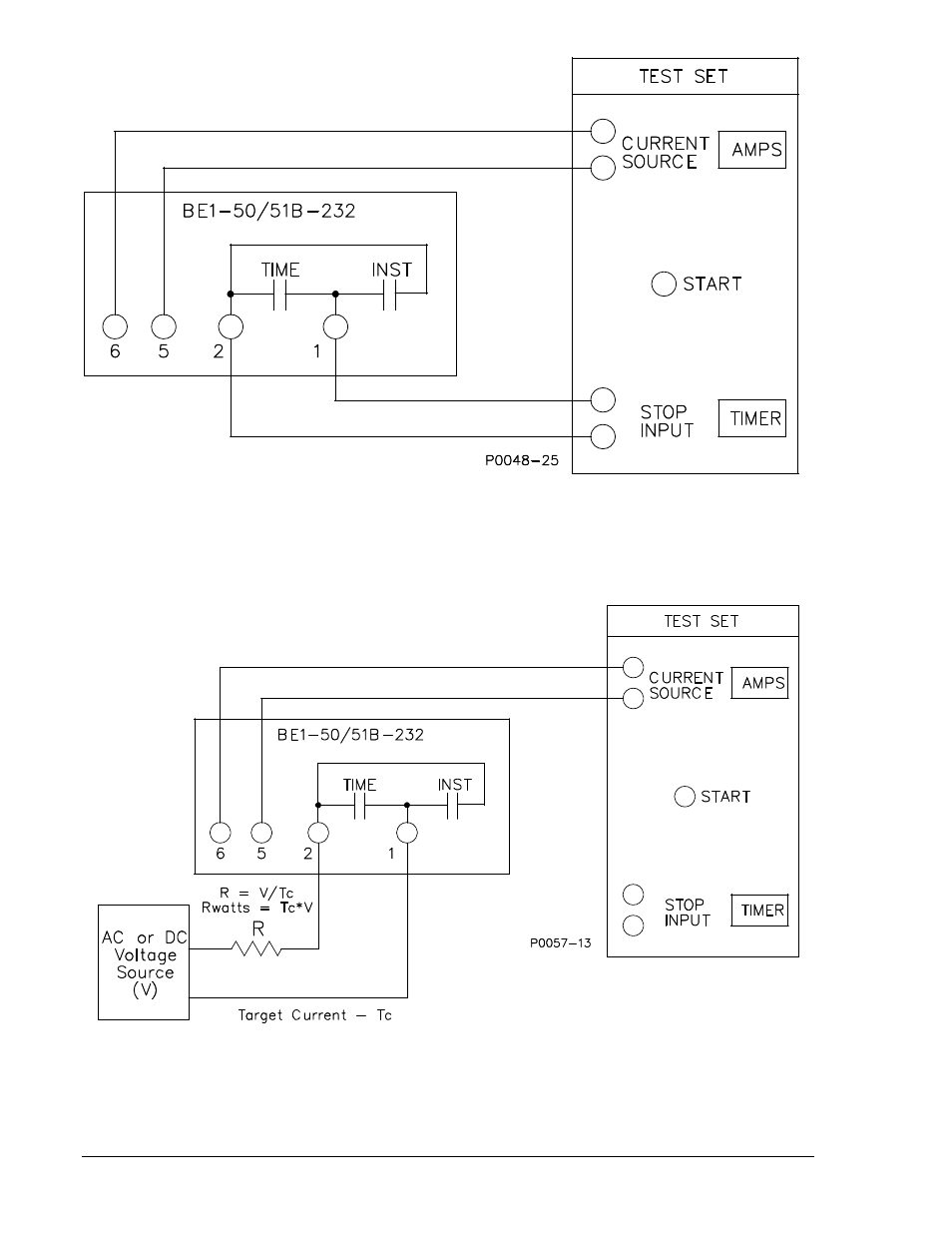 Figure 5-1. pickup and timing test setup -2, Figure 5-2. target operational test setup -2 | Basler Electric BE1-50/51B-232 User Manual | Page 42 / 64