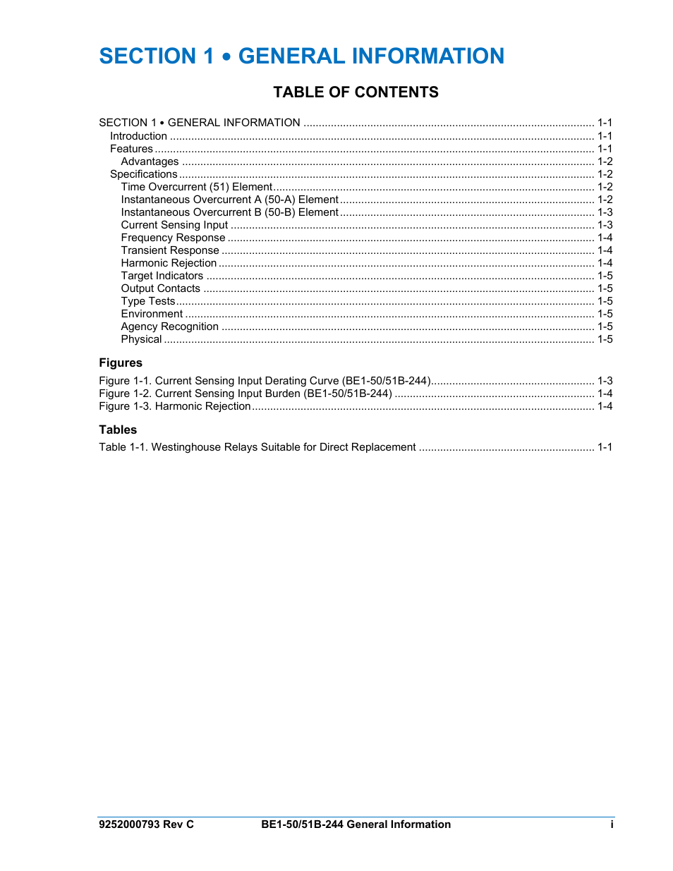 Basler Electric BE1-50/51B-244 User Manual | Page 9 / 64