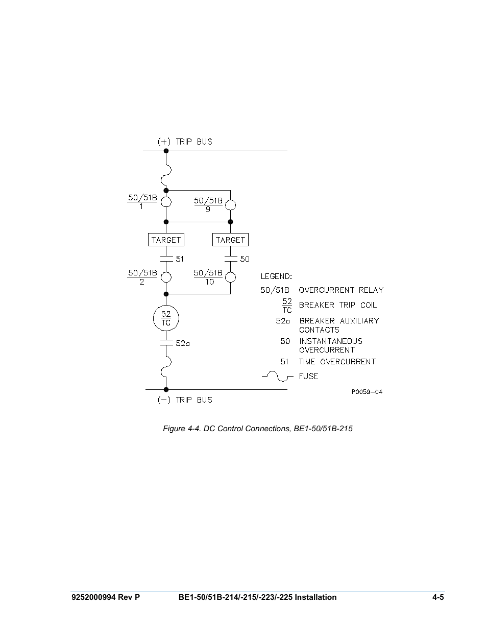 Figure 4-4. dc control connections, be1-50/51b-215, N figure 4-4 | Basler Electric BE1-50/51B-121 User Manual | Page 41 / 72