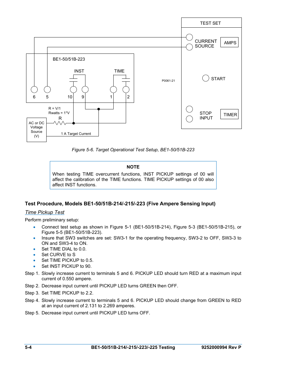 Time pickup test | Basler Electric BE1-50/51B-121 User Manual | Page 48 / 72