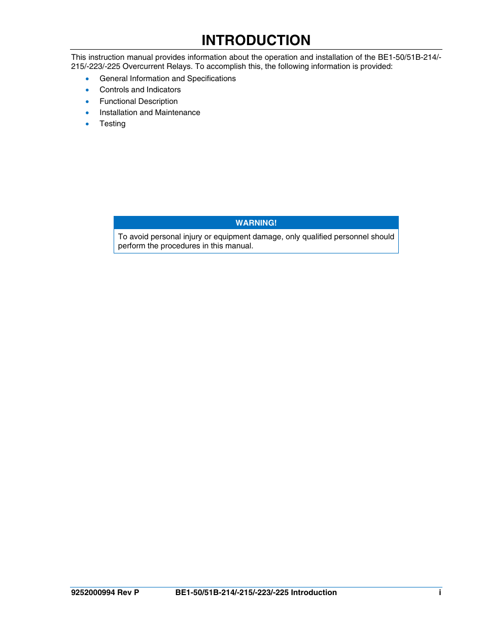 Introduction | Basler Electric BE1-50/51B-121 User Manual | Page 5 / 72