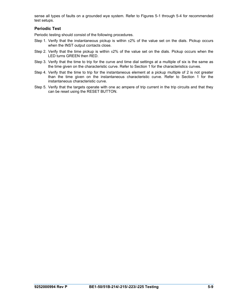 Periodic test, Periodic test -9 | Basler Electric BE1-50/51B-121 User Manual | Page 53 / 72