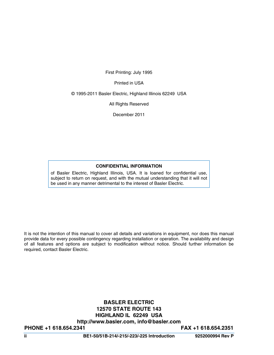 Basler Electric BE1-50/51B-121 User Manual | Page 6 / 72