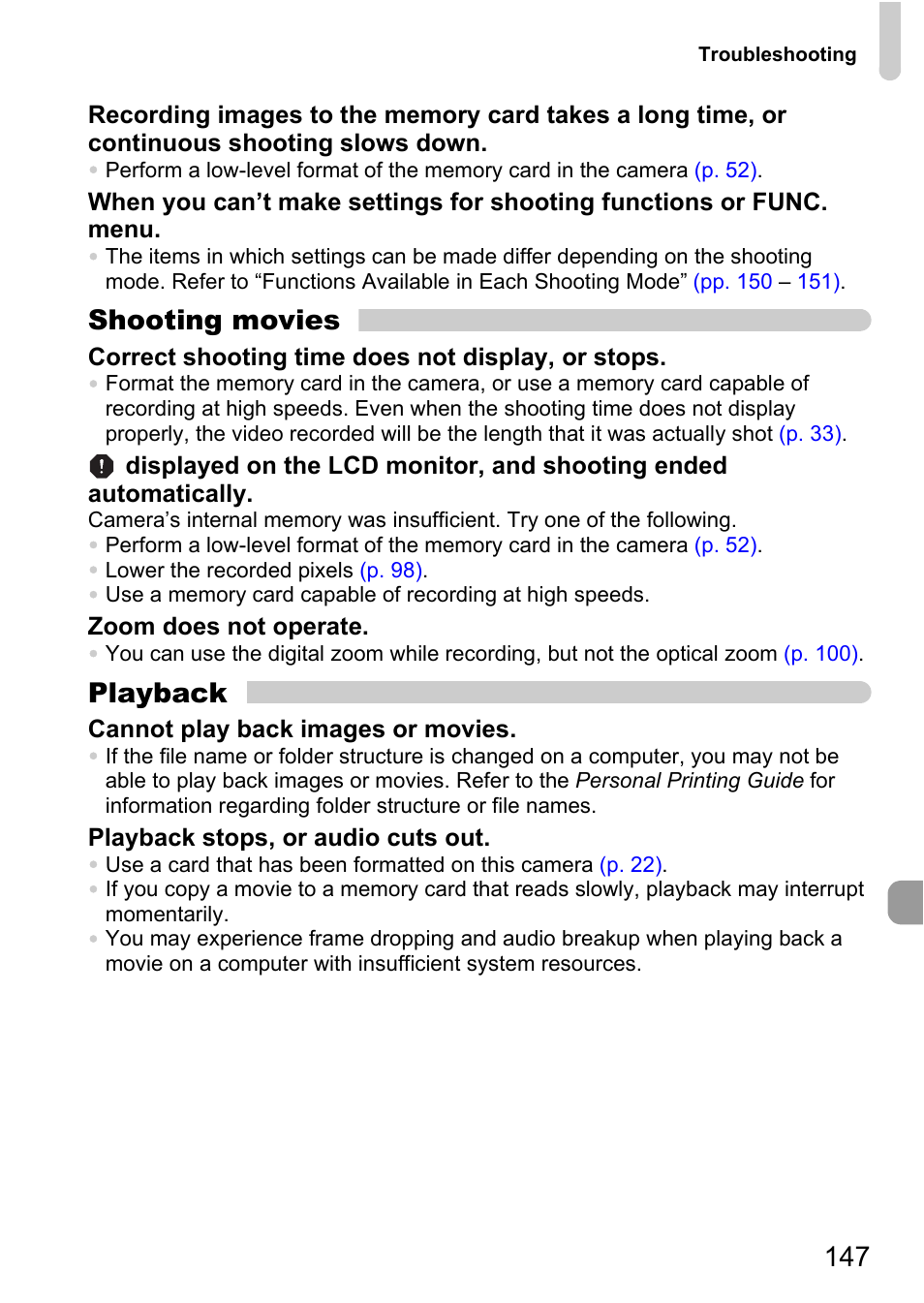 Shooting movies, Playback | Canon IXUS 990IS User Manual | Page 147 / 162