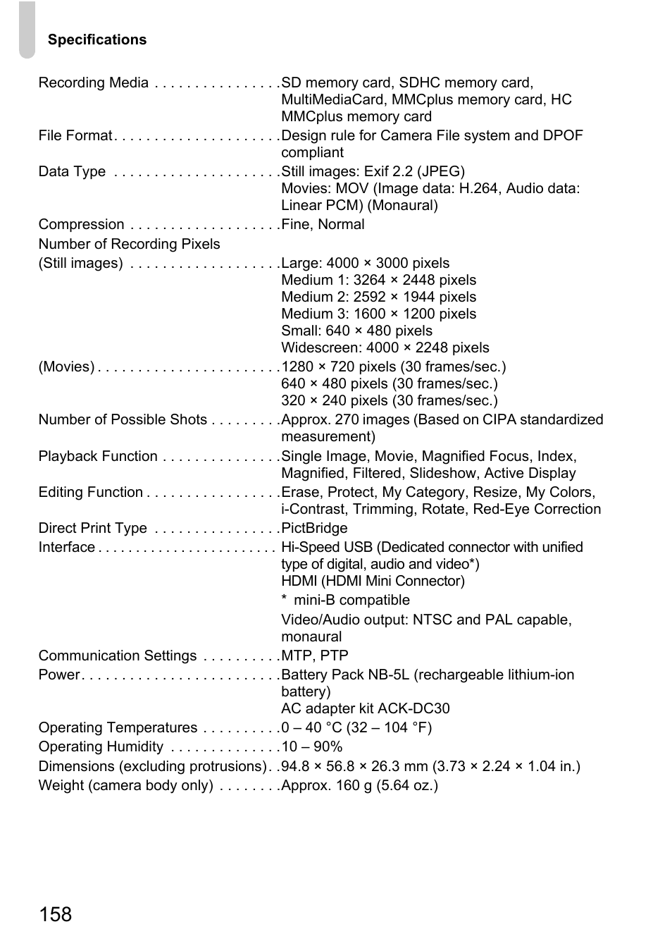 Canon IXUS 990IS User Manual | Page 158 / 162