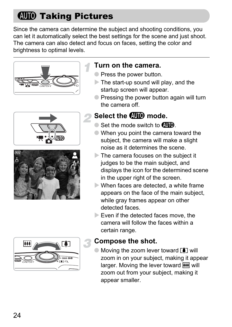 Taking pictures, A taking pictures | Canon IXUS 990IS User Manual | Page 24 / 162