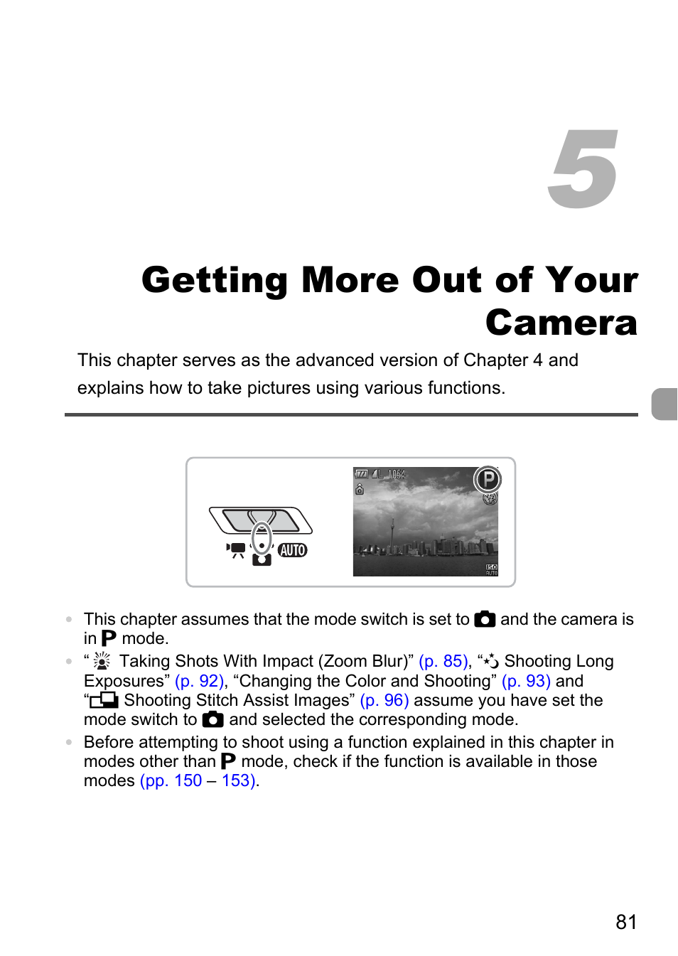 5 getting more out of your camera, 5 getting more out of, Your camera | Getting more out of your camera | Canon IXUS 990IS User Manual | Page 81 / 162