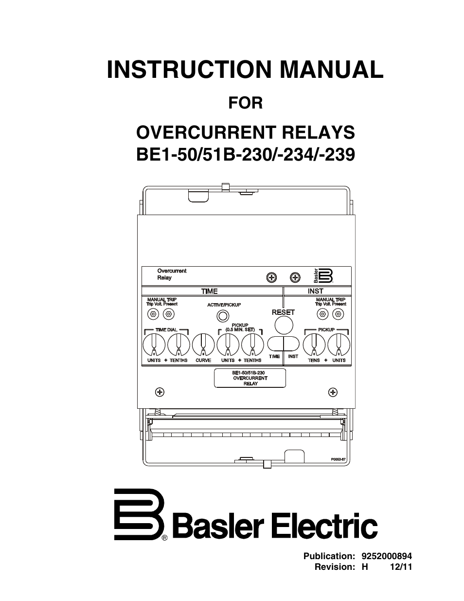 Basler Electric BE1-50/51B-230 User Manual | 76 pages