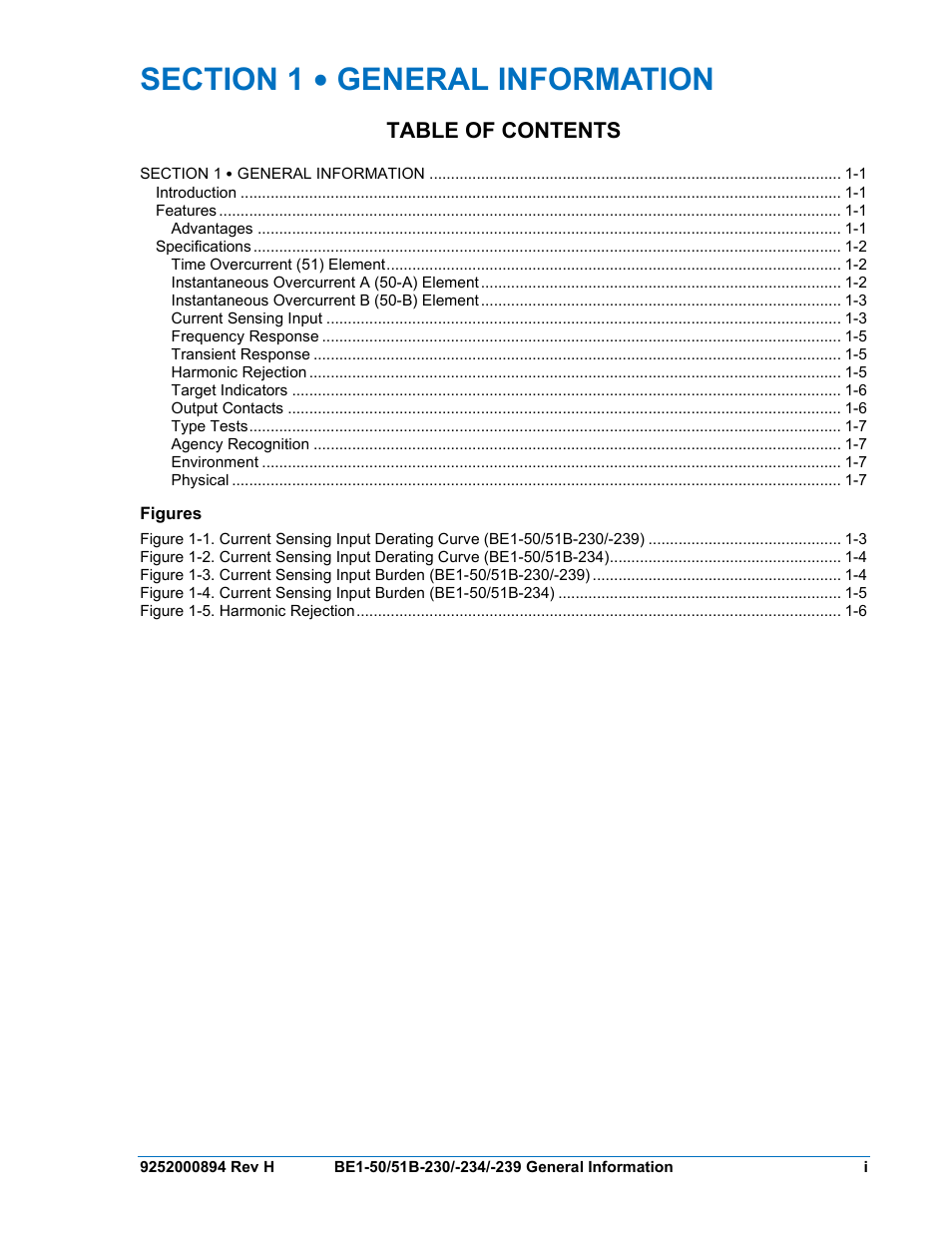 Basler Electric BE1-50/51B-230 User Manual | Page 9 / 76