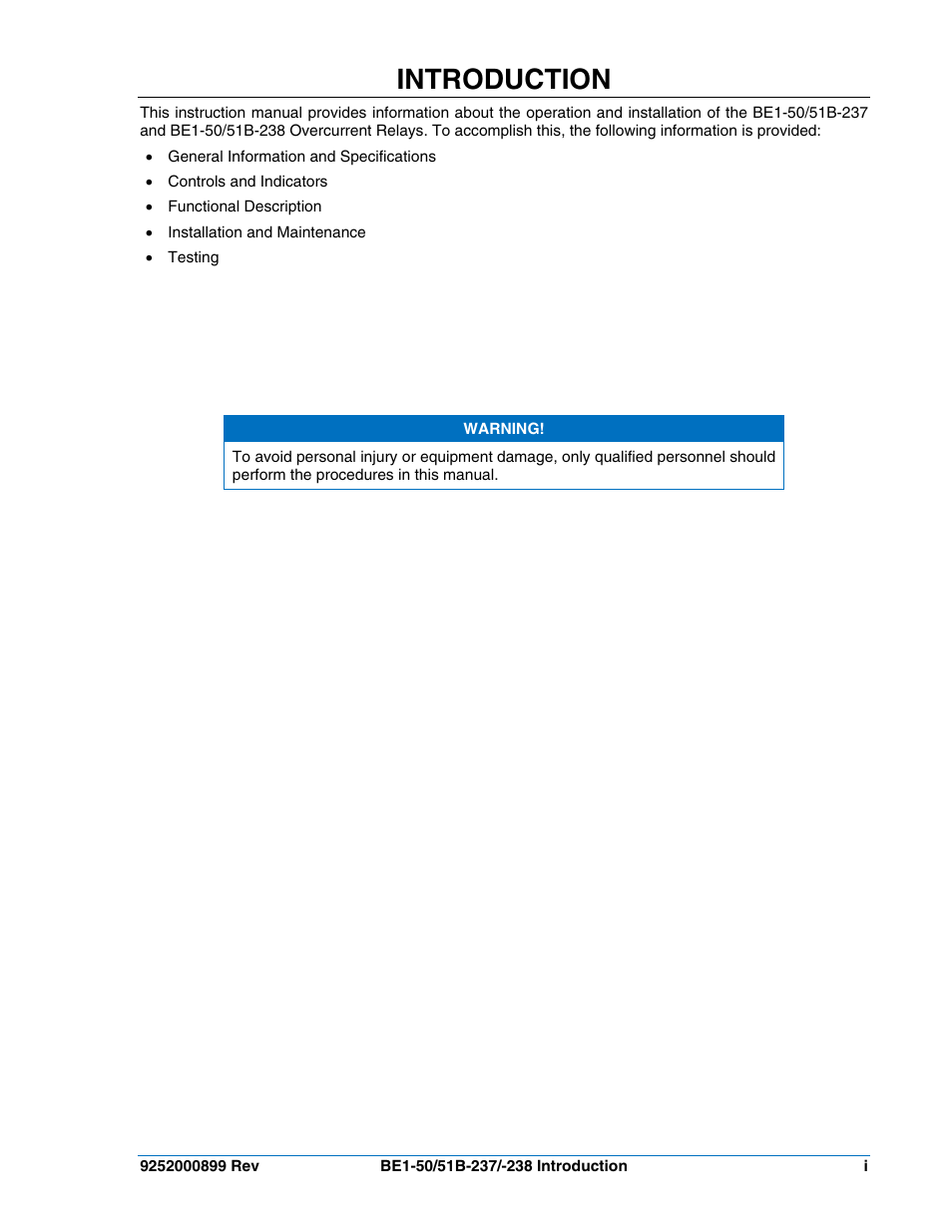 Introduction | Basler Electric BE1-50/51B-237 User Manual | Page 3 / 70
