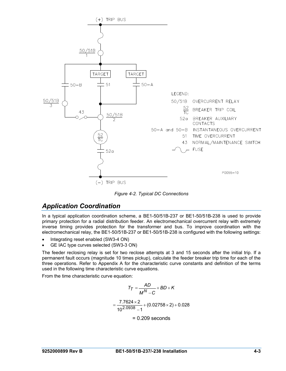 Application coordination, Application coordination -3, Figure 4-2. typical dc connections | Basler Electric BE1-50/51B-237 User Manual | Page 35 / 70