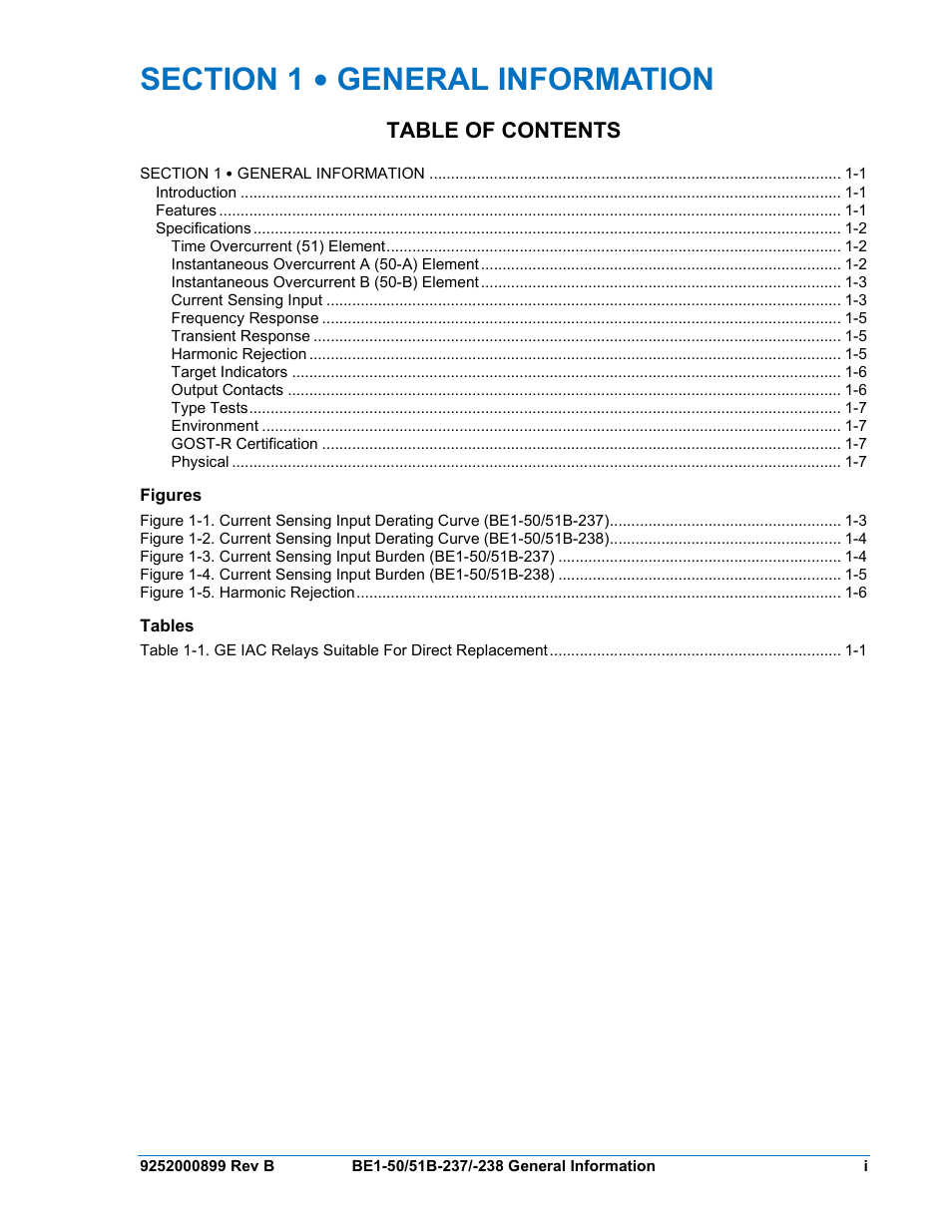 Basler Electric BE1-50/51B-237 User Manual | Page 9 / 70