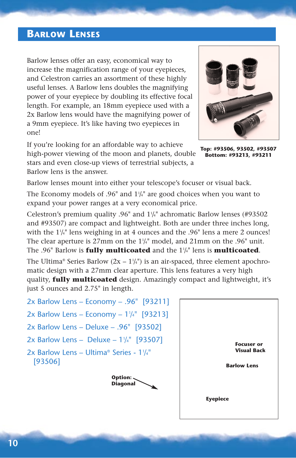 Barlow lenses, Arlow, Enses | Series - 1 | Canon 93517 User Manual | Page 10 / 36