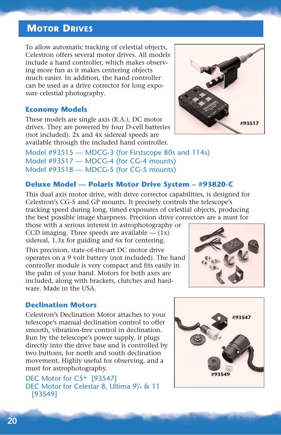 Economy and deluxe, Declination motors | Canon 93517 User Manual | Page 20 / 36