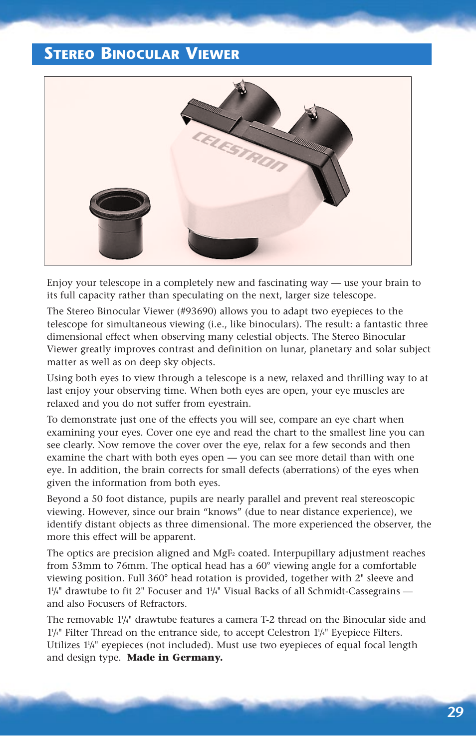 Stereo binocular viewer, Tereo, Inocular | Iewer | Canon 93517 User Manual | Page 29 / 36