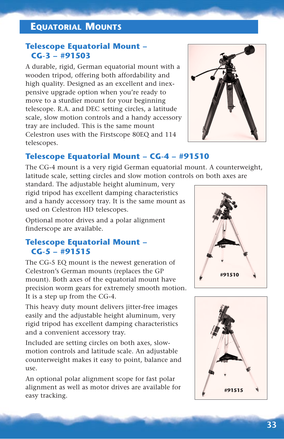 Equatorial mounts | Canon 93517 User Manual | Page 33 / 36