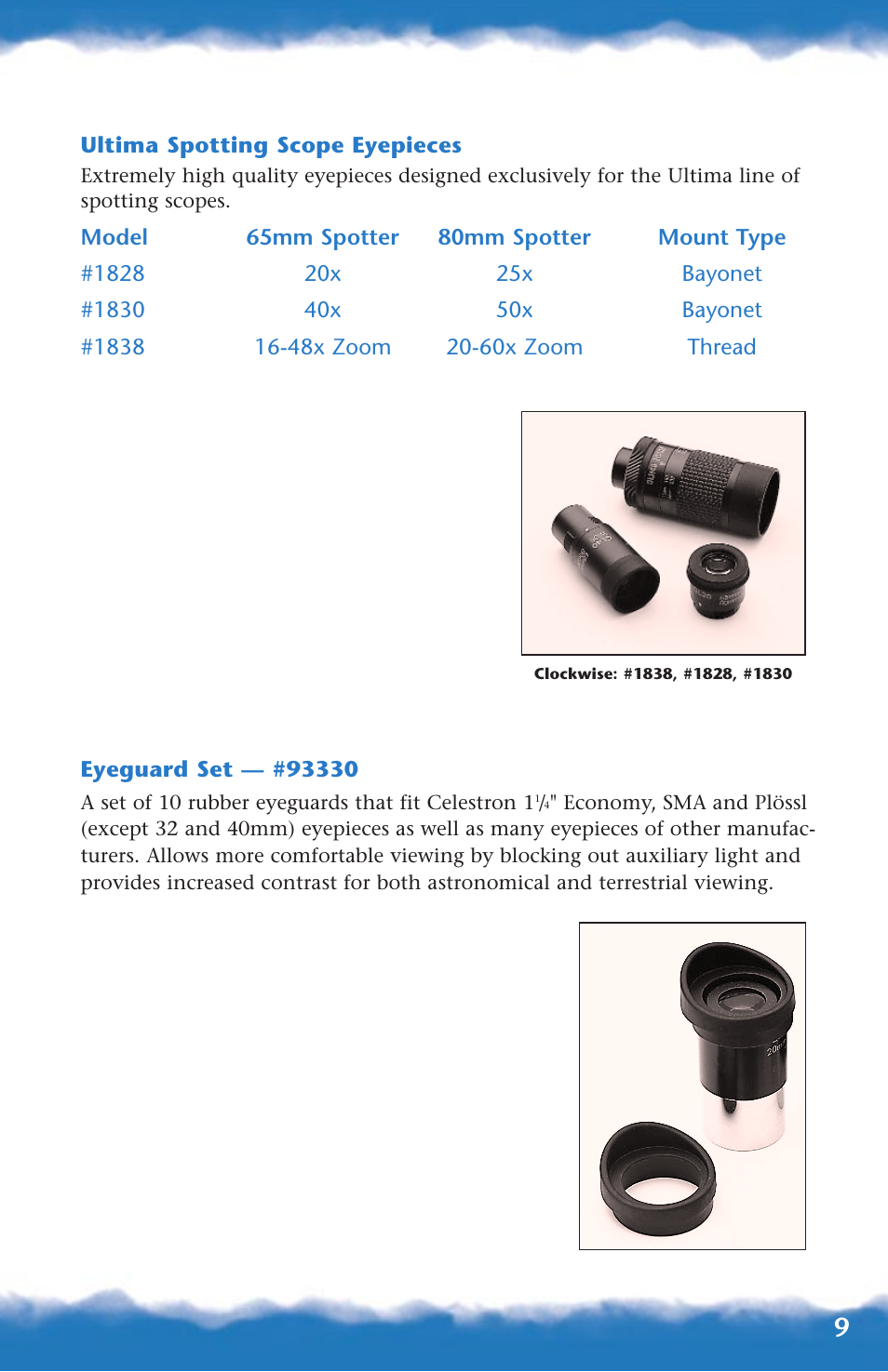 Ultima spotting scope, Eyeguard set | Canon 93517 User Manual | Page 9 / 36