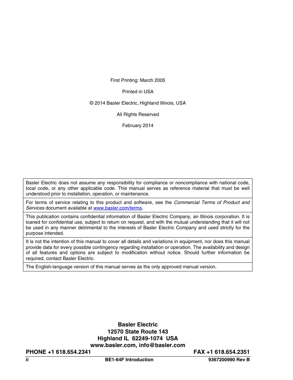 Basler Electric BE1-64F User Manual | Page 4 / 30