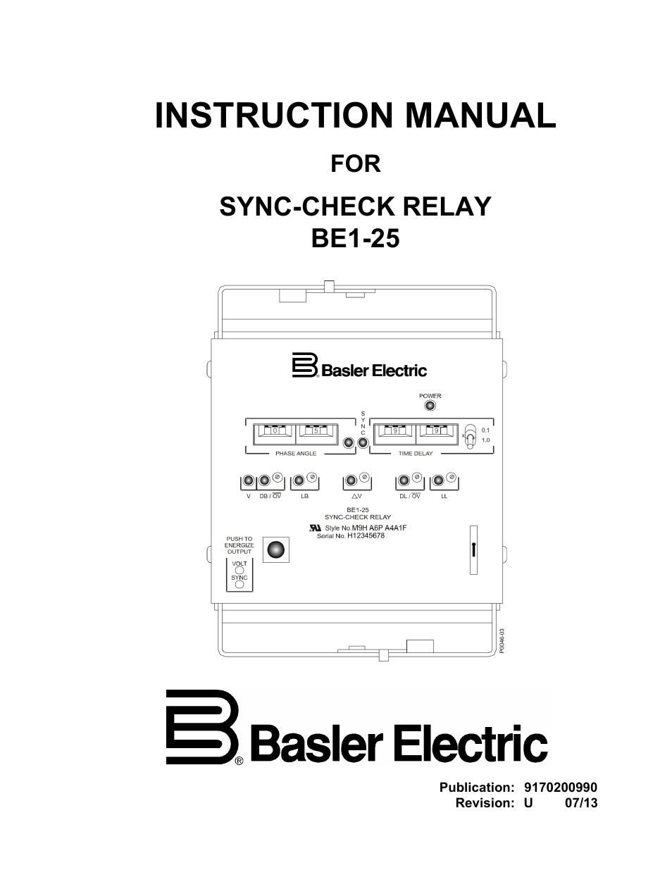 Basler Electric BE1-25 User Manual | 66 pages